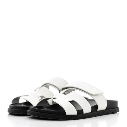 Hermes Calfskin Womens Chypre Sandals 37.5 White 3 of 23