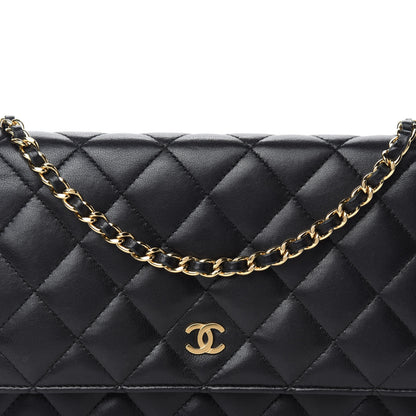 Chanel Lambskin Quilted Wallet On Chain WOC Black 12 of 13