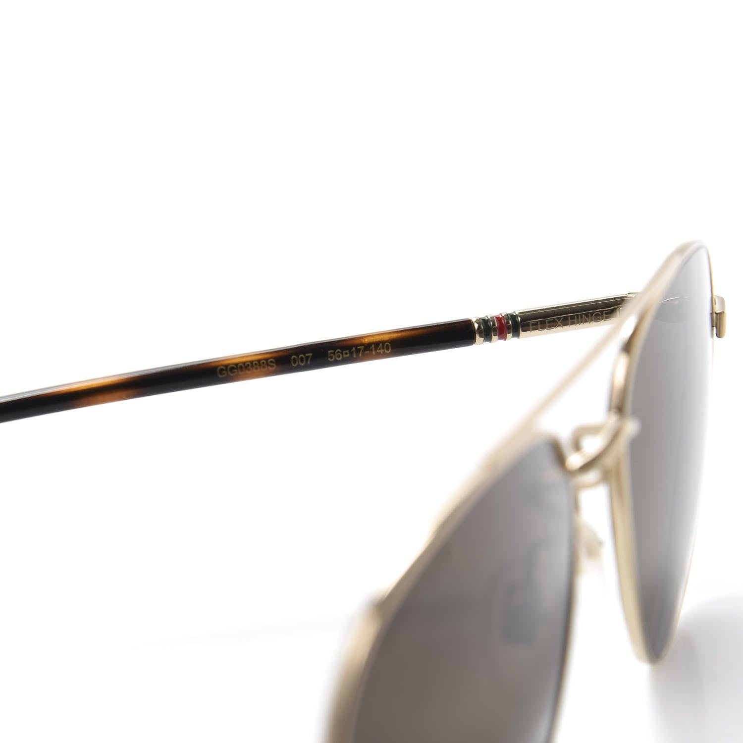 Gucci Metal Aviator Sunglasses GG0388S Gold 7 of 9