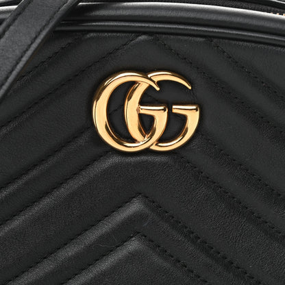 Gucci Calfskin Matelasse Mini GG Marmont Chain Shoulder Bag Black 8 of 10