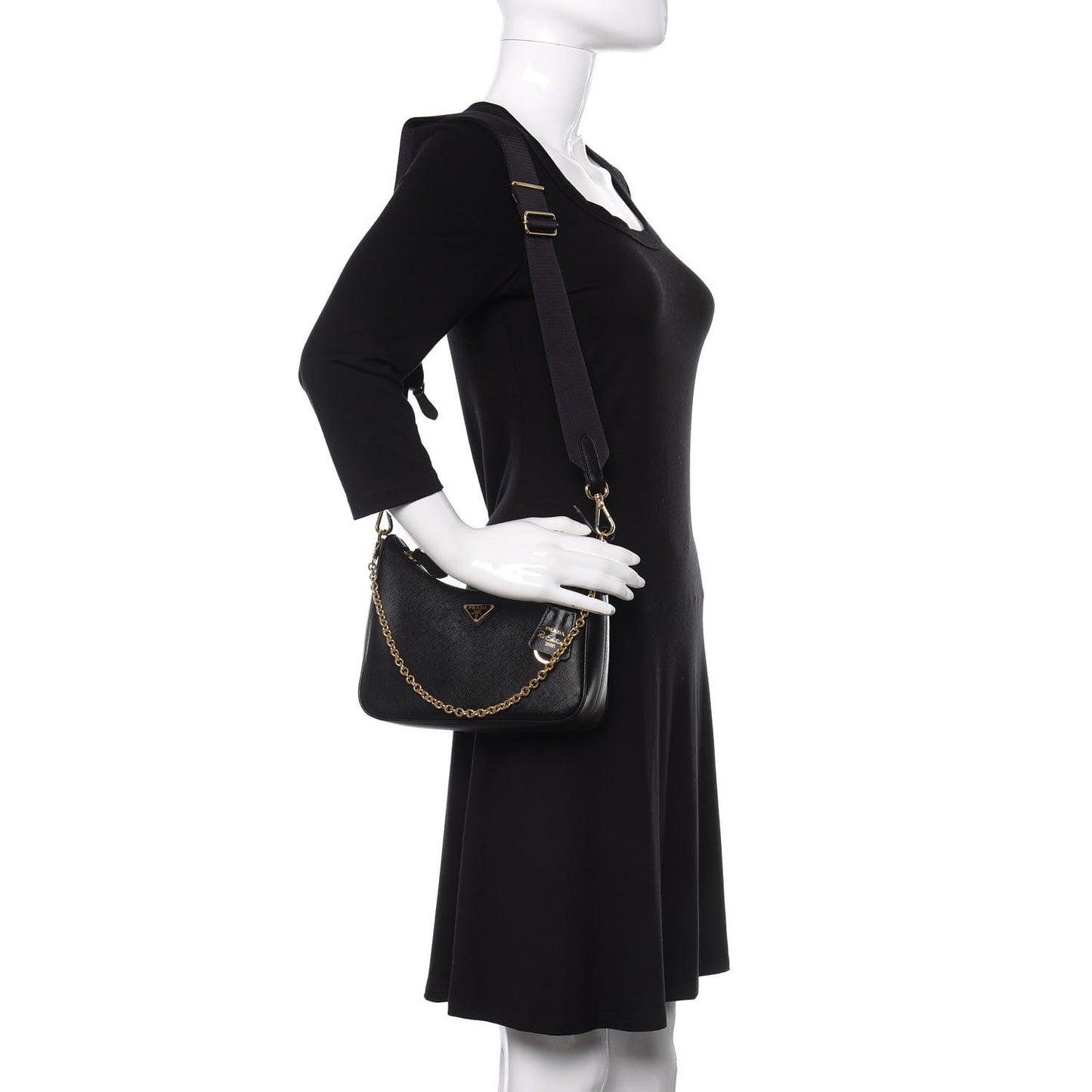 Saffiano Lux Re-Edition 2005 Shoulder Bag Black