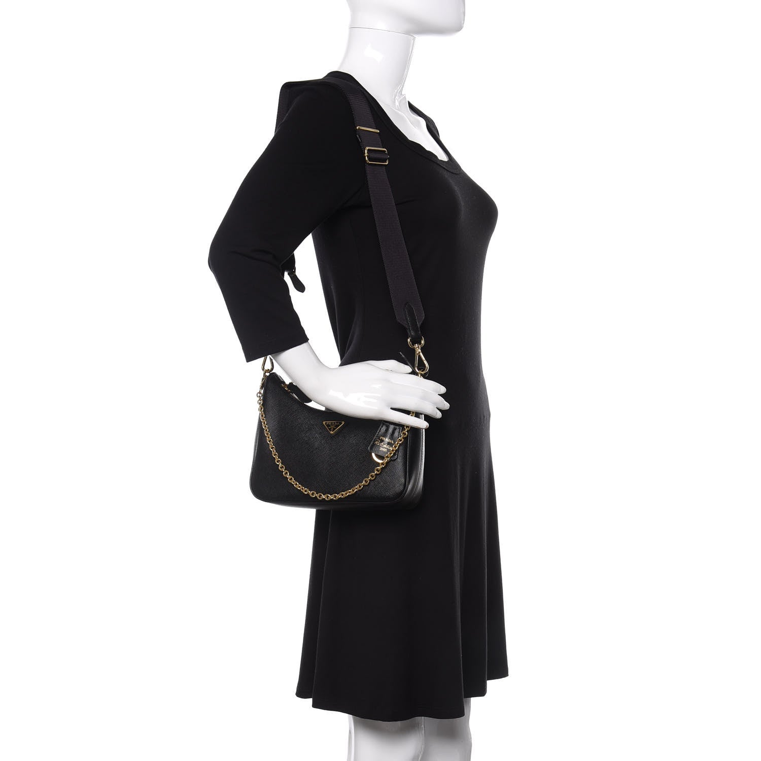 Prada Saffiano Lux Re-Edition 2005 Shoulder Bag Black 2 of 11
