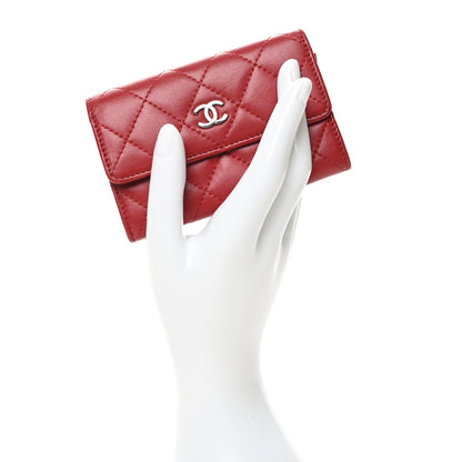 Chanel Lambskin Quilted Flap Card Holder Red 2 of 12