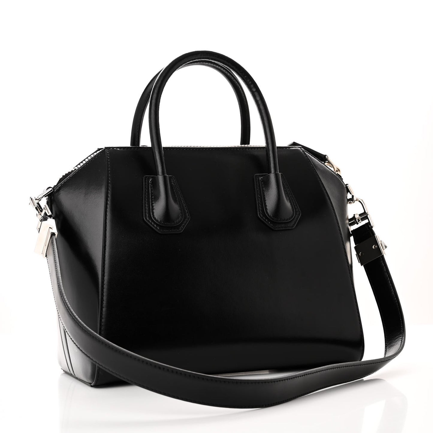 Shiny Lord Calfskin Small Antigona Black