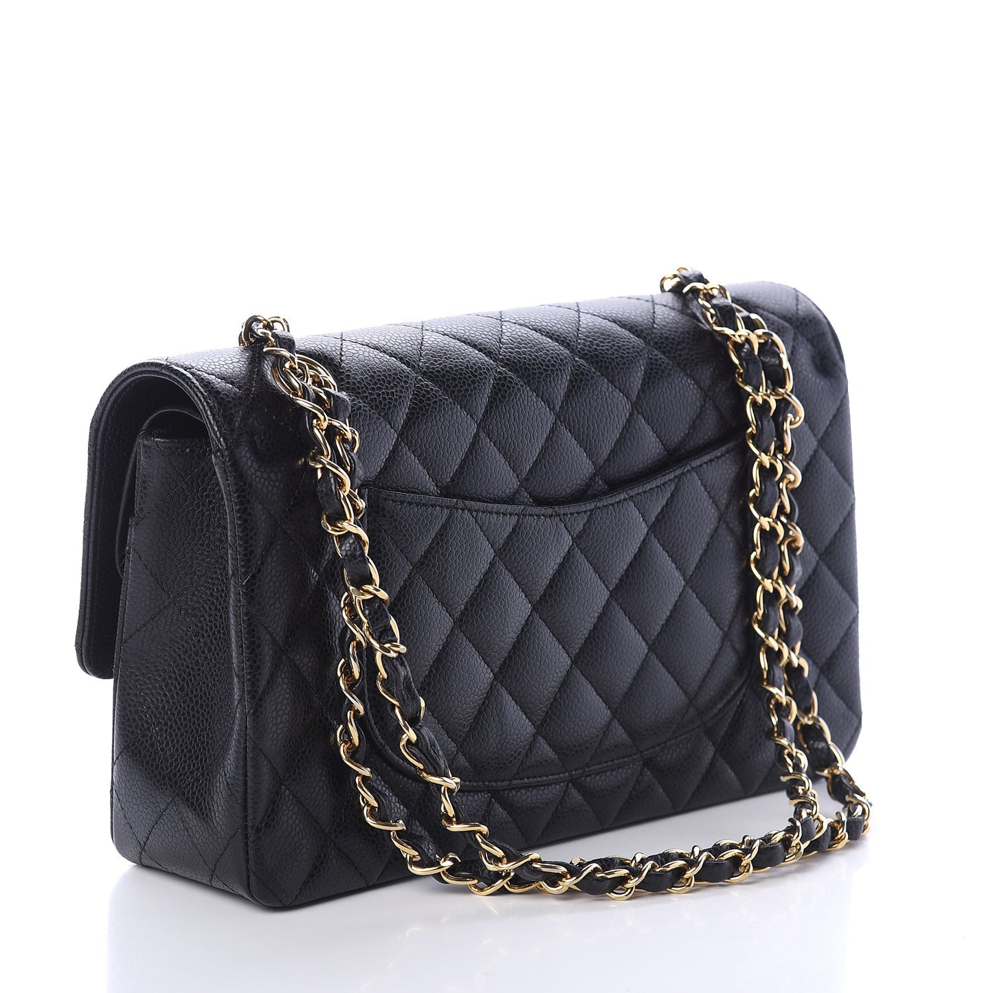 Caviar Quilted Medium Double Flap Black
