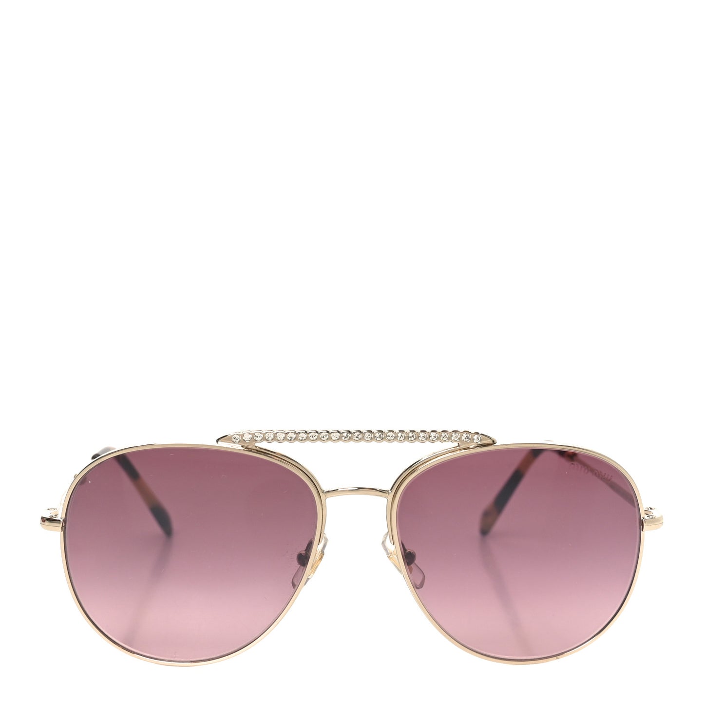 Metal Crystal Aviator Sunglasses SMU53V Pale Gold