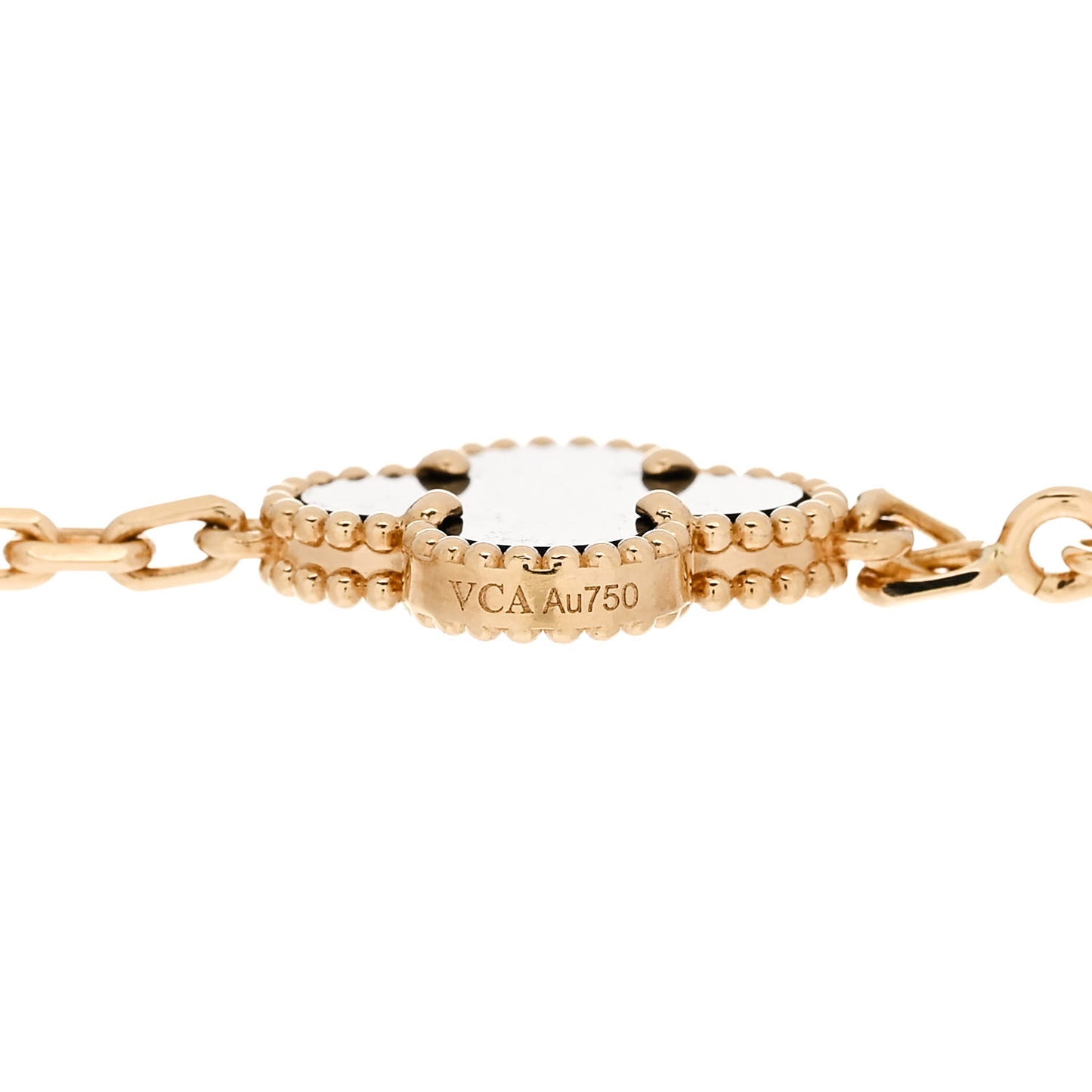18K Yellow Gold Black Onyx 5 Motifs Vintage Alhambra Bracelet