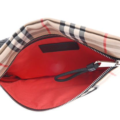 Burberry Nylon Vintage Check Logo Print Portrait Pouch Archive Beige 5 of 10