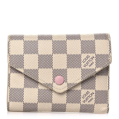 Louis Vuitton Damier Azur Victorine Wallet Rose Ballerine 1 of 10