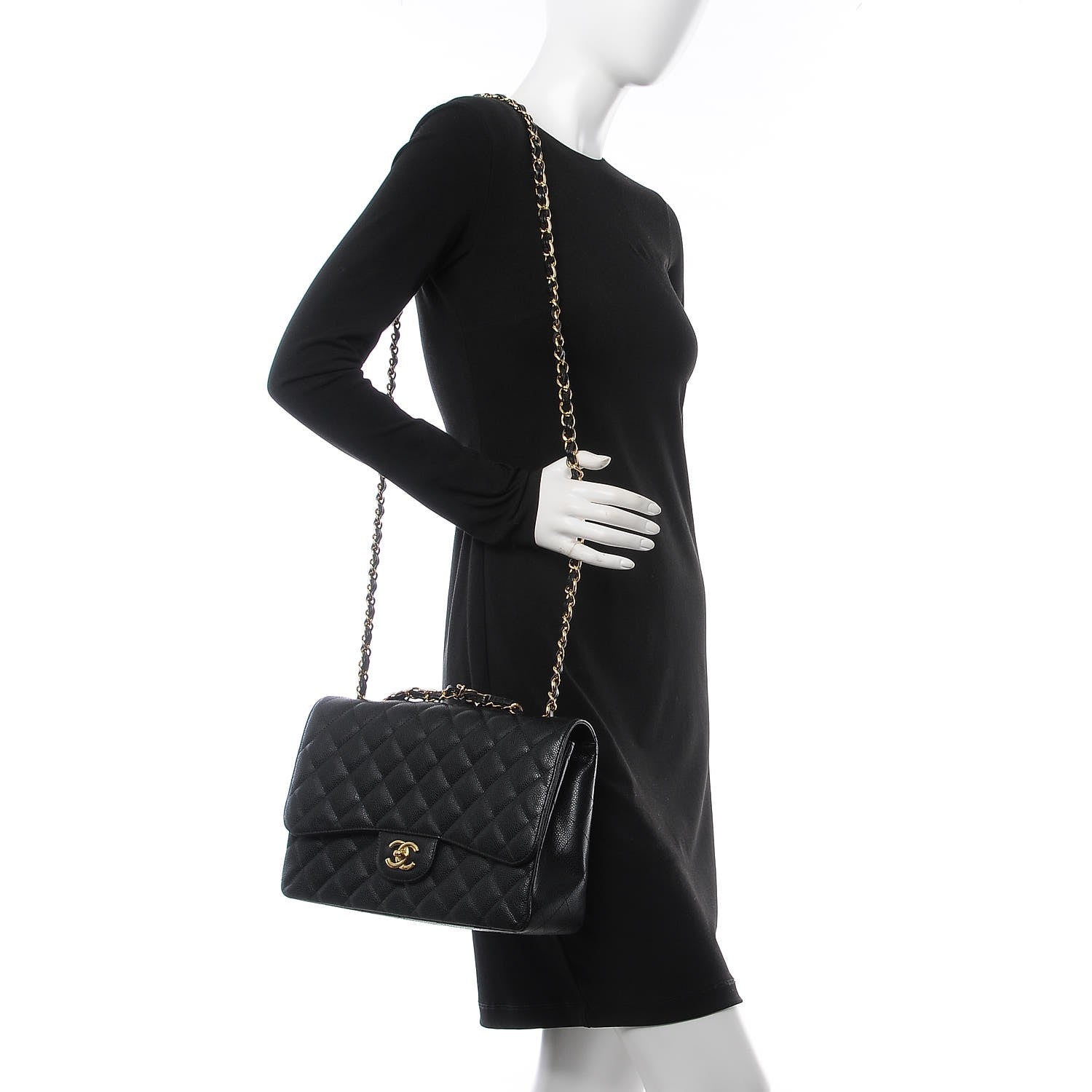Chanel Caviar Quilted Jumbo Single Flap Black 3 of 9