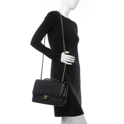 Chanel Caviar Quilted Jumbo Single Flap Black 3 of 9