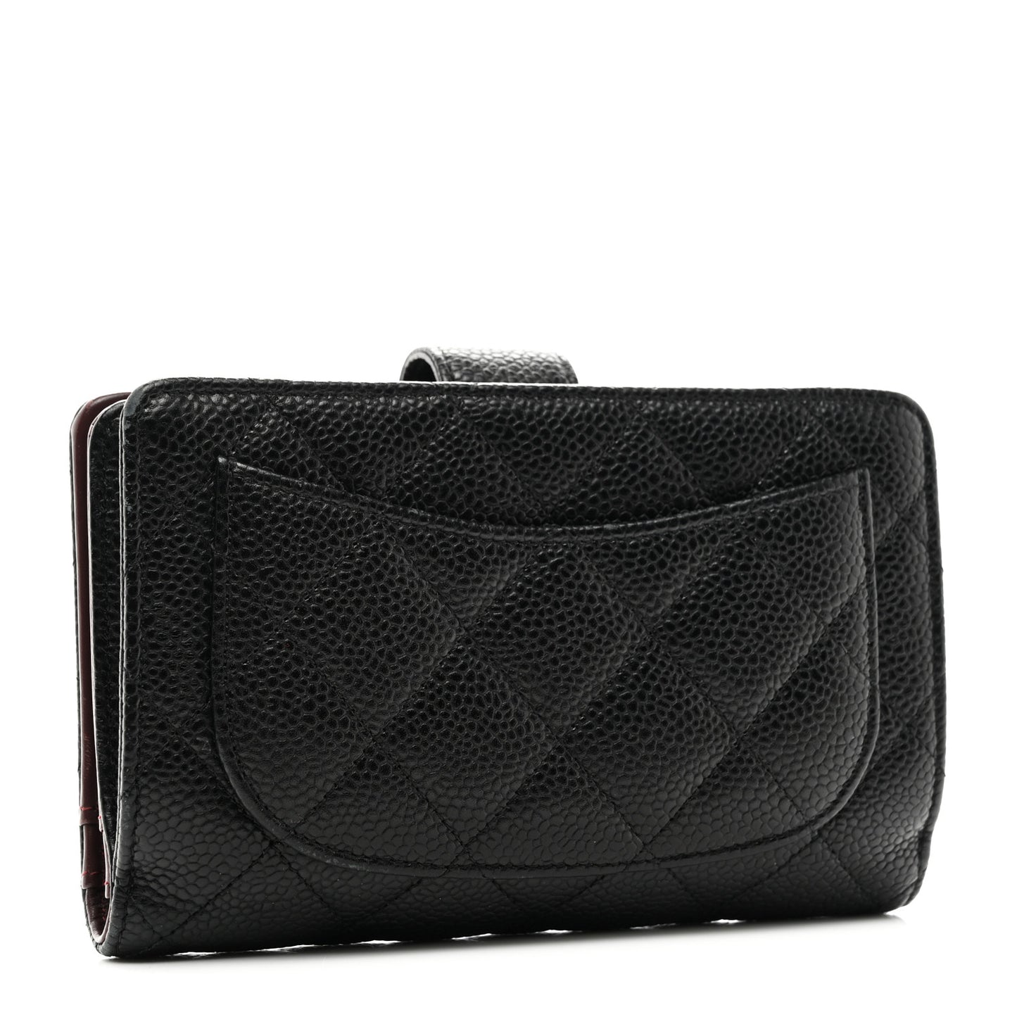 Caviar Quilted Zipped Pocket Wallet Black