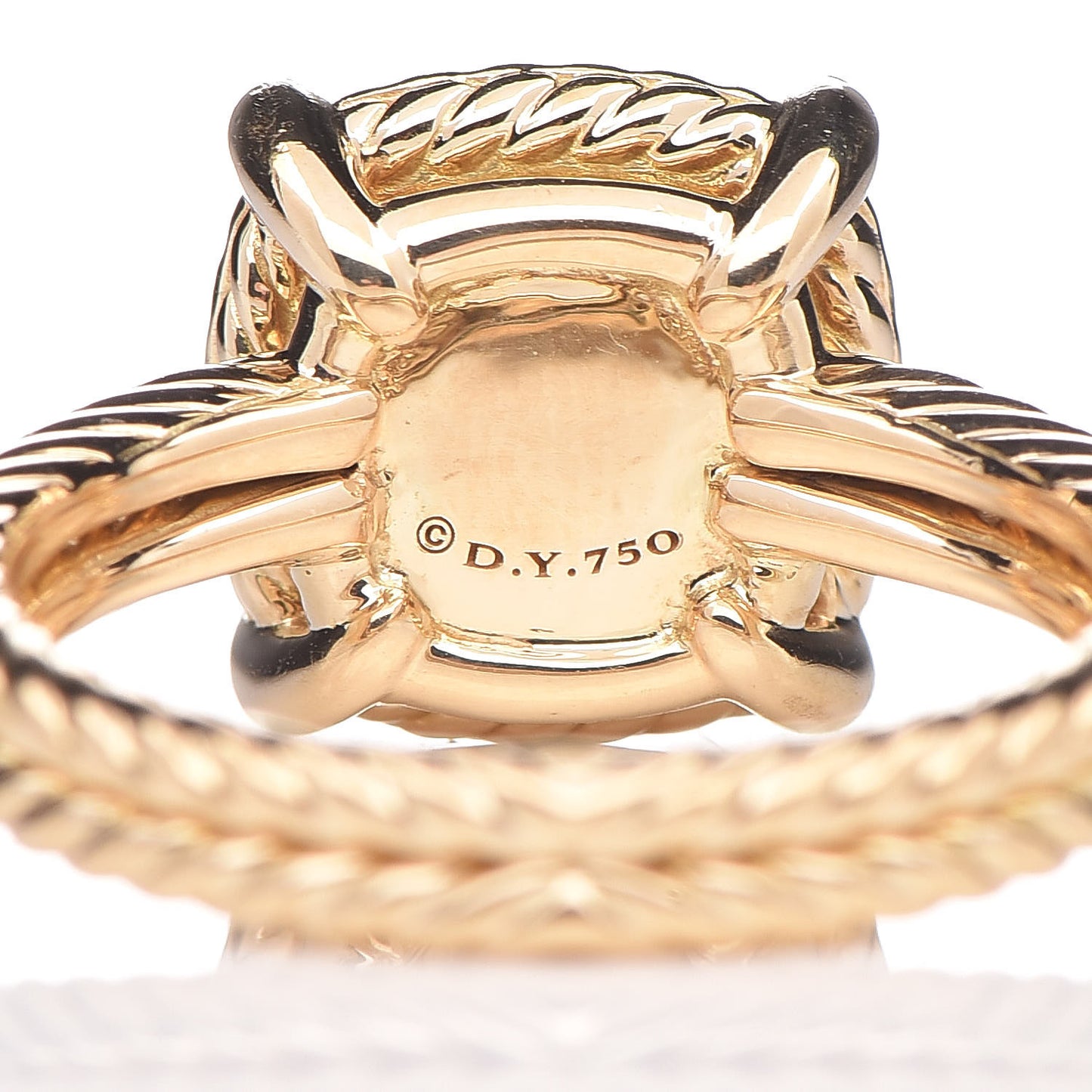 18K Yellow Gold Diamond Champagne Citrine 12mm Chatelaine Pave Bezel Ring 54 7