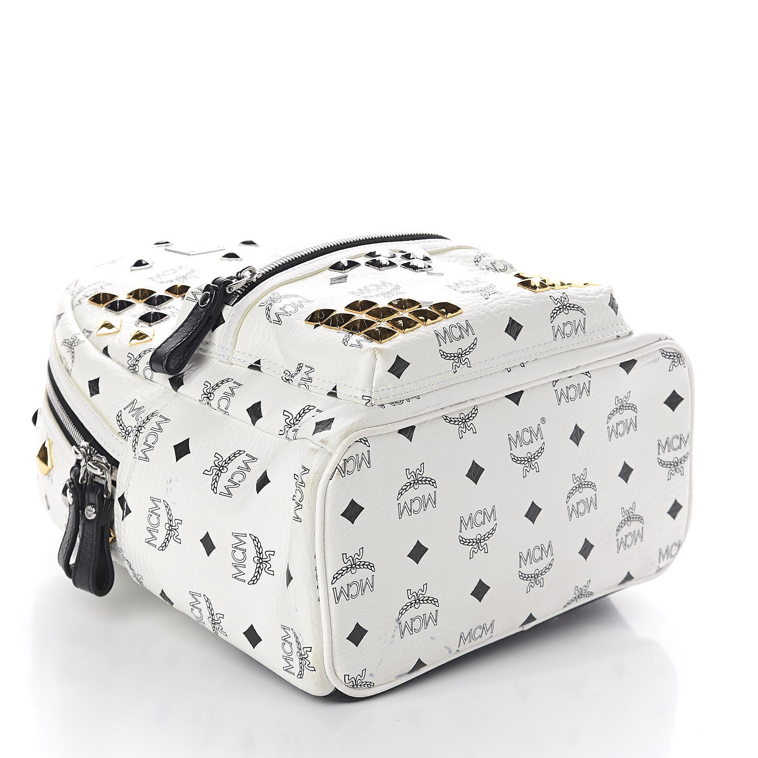 MCM Visetos Studded Small Stark M Backpack White 4 of 9