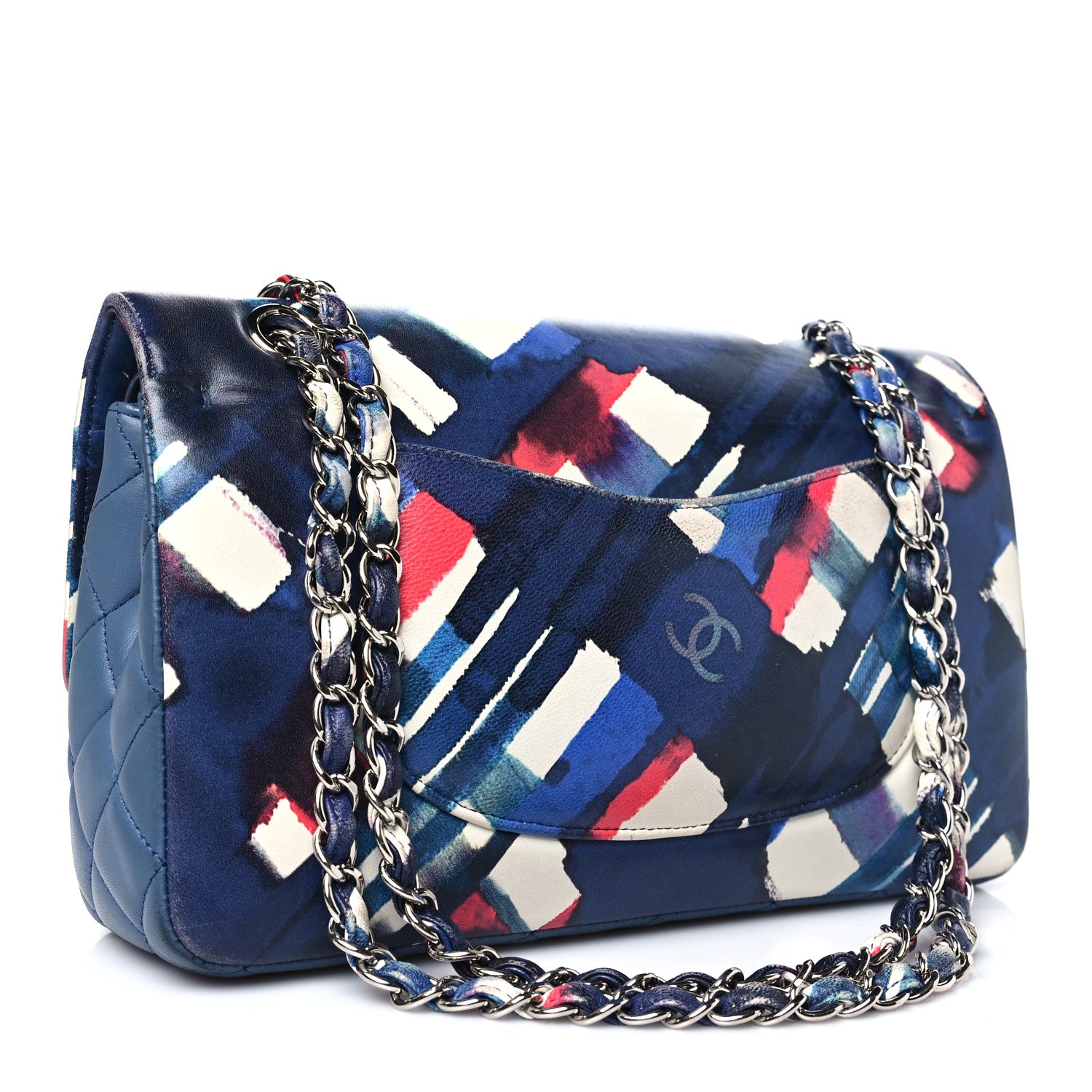 Chanel Lambskin Airline Printed Medium Double Flap Blue Multicolor 3 of 10
