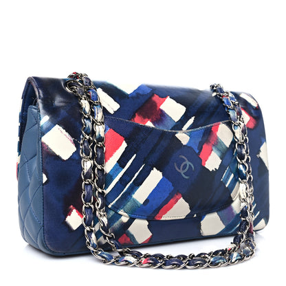 Chanel Lambskin Airline Printed Medium Double Flap Blue Multicolor 3 of 10