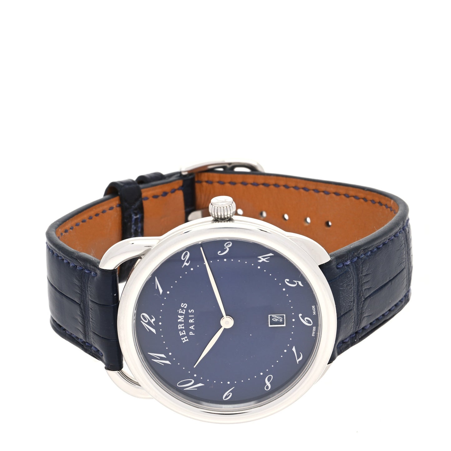 Stainless Steel Alligator 40mm Arceau Quartz Watch Bleu Abysse