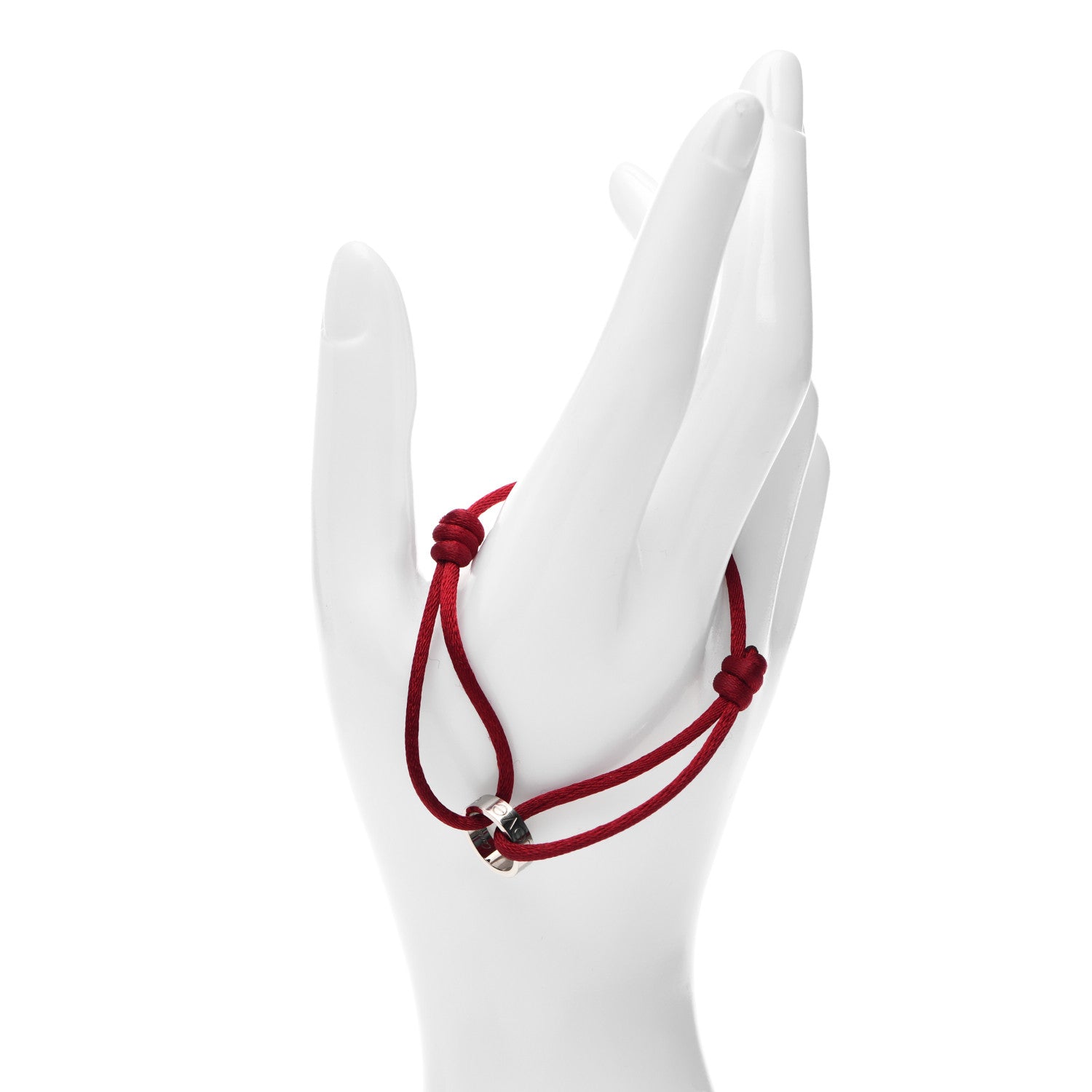 Cartier 18K White Gold Charity LOVE Adjustable Cord Bracelet Red 2 of 7