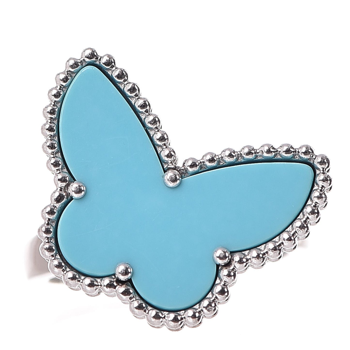 18K White Gold Turquoise Lucky Alhambra Butterfly Ring 54 7