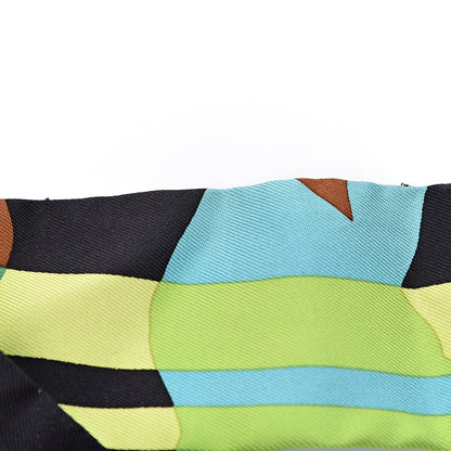 Hermes Silk Ex Libris En Camouflage Twilly Black Marron Vert 2 of 2