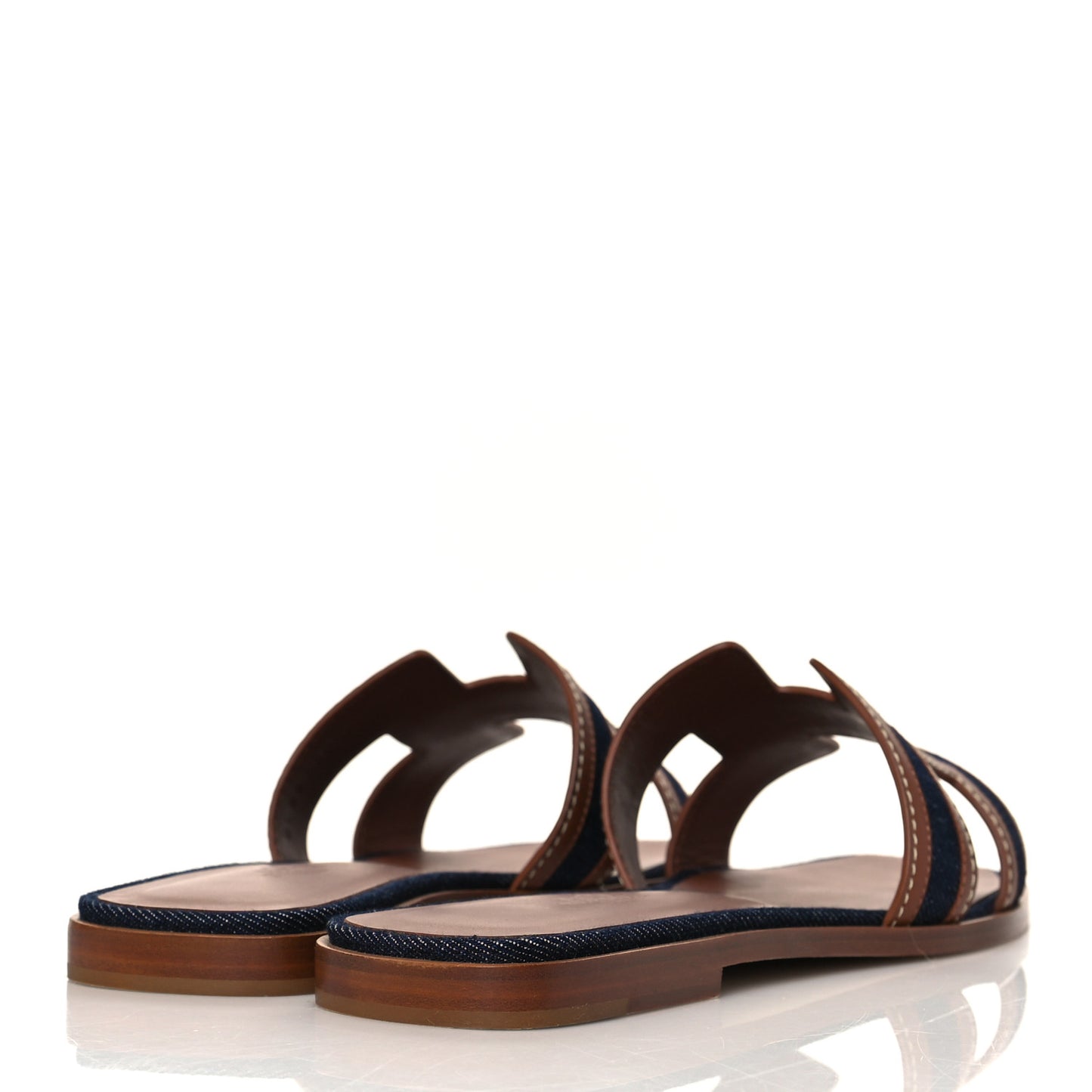 Calfskin Denim Oran Sandals 39 Bleu Brut Gold