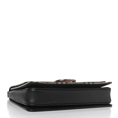 Burberry Goatskin Vintage Check Medium D-Ring Bag Tan Black 4 of 9