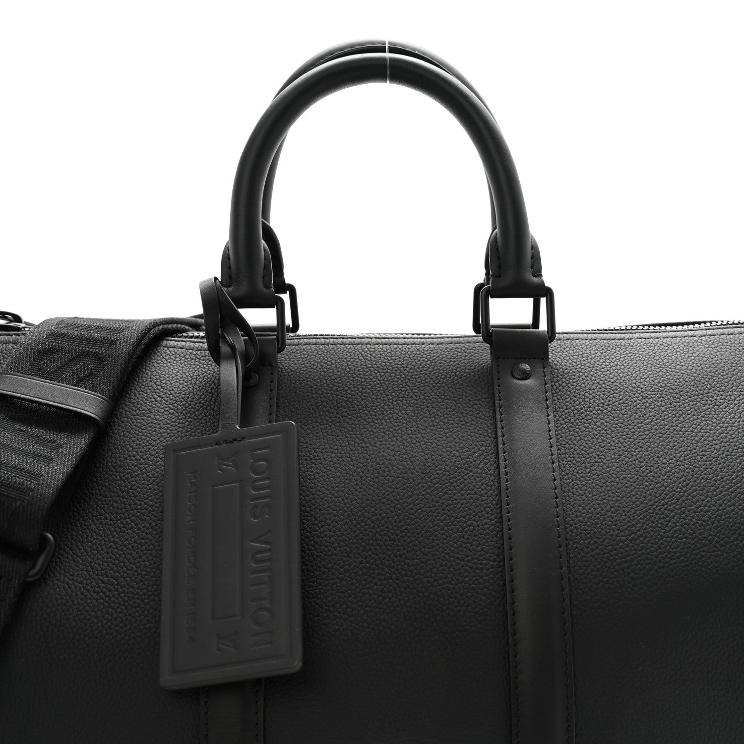 Louis Vuitton Grained Calfskin Aerogram Keepall Bandouliere 40 Black 6 of 11
