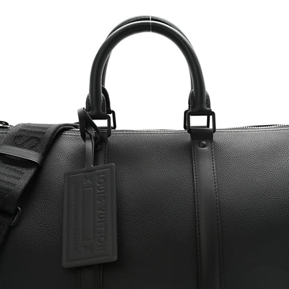 Louis Vuitton Grained Calfskin Aerogram Keepall Bandouliere 40 Black 6 of 11