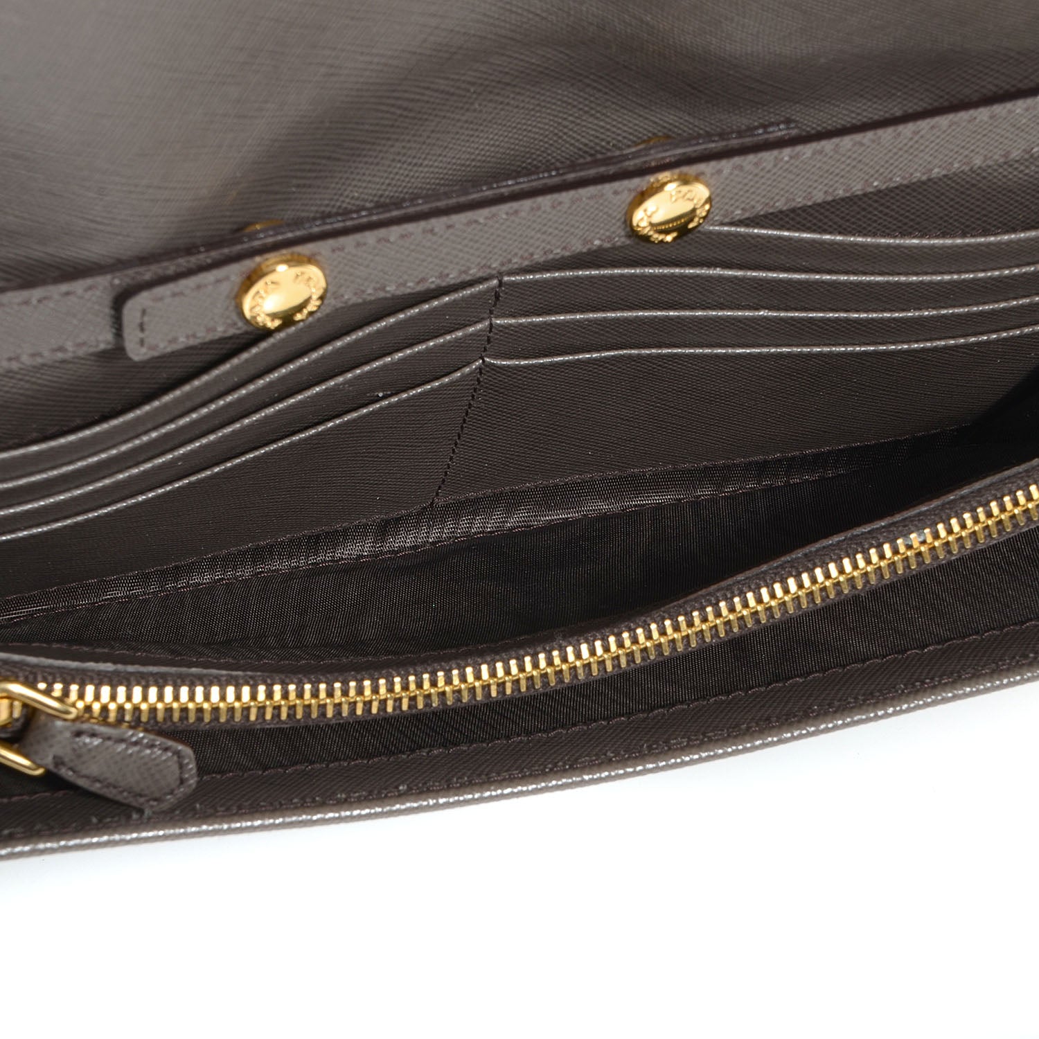 Prada Saffiano Metal Oro Chain Wallet Grafite 5 of 9