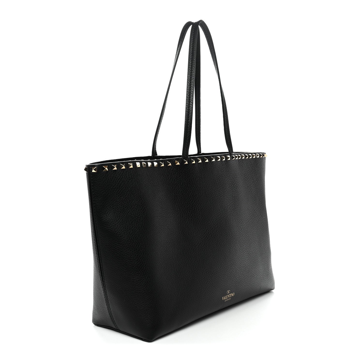 Valentino Garavani Grained Calfskin Rockstud Shoulder Tote Black 3 of 10