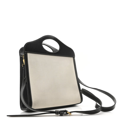 Burberry Canvas Smooth Calfskin Two Tone Mini Pocket Bag White Black 3 of 9