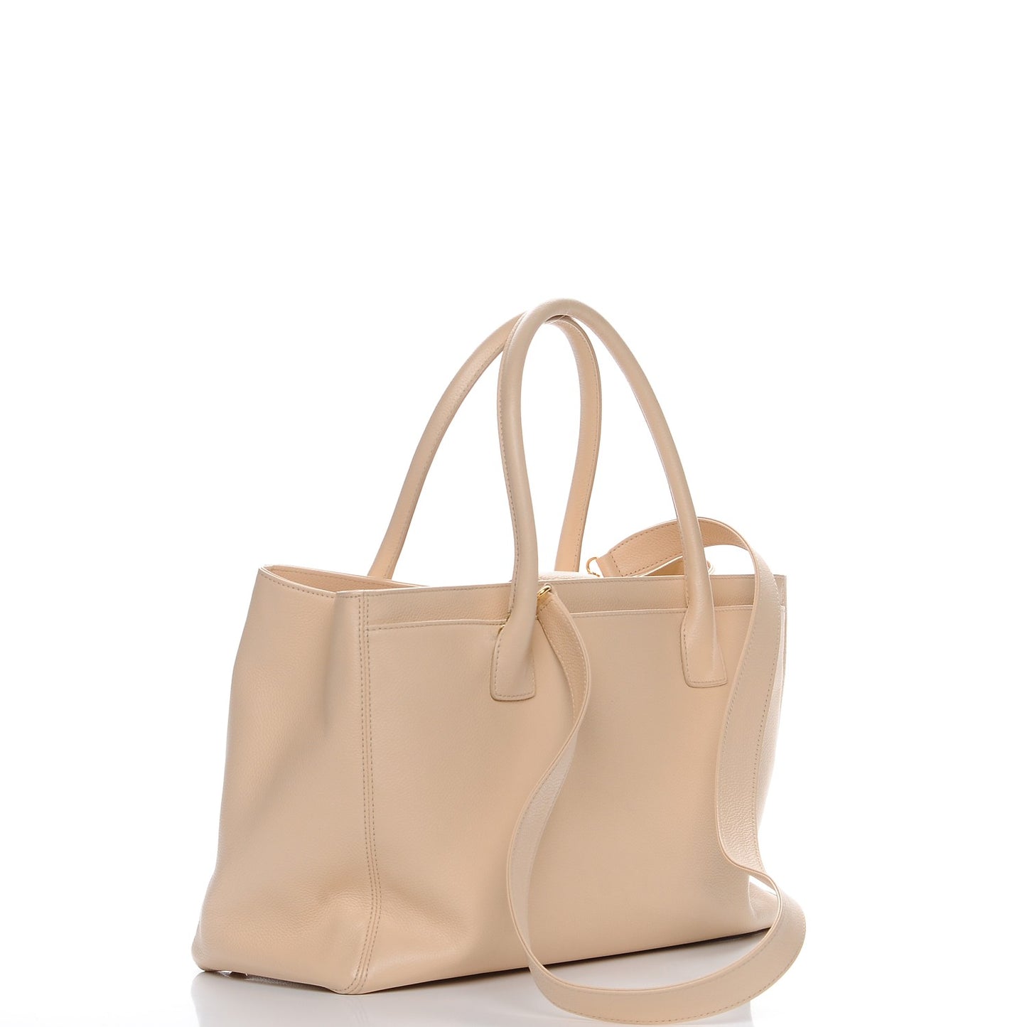 Calfskin Cerf Executive Shopper Tote Light Beige