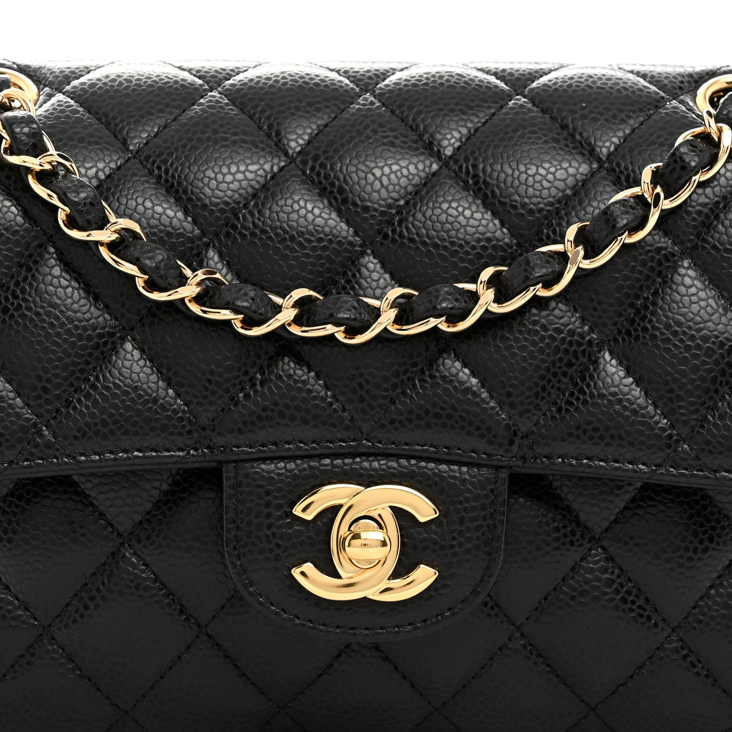 Caviar Quilted Small Double Flap Black