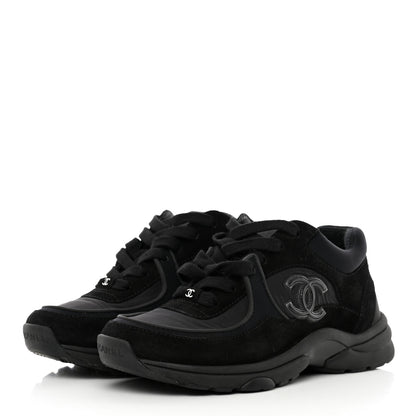 Chanel Fabric Calfskin Suede CC Sneakers 36 Black 3 of 15