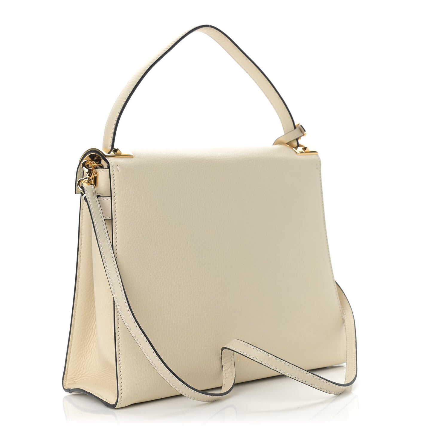 Grained Calfskin Medium My Rockstud Frame Bag Light Ivory