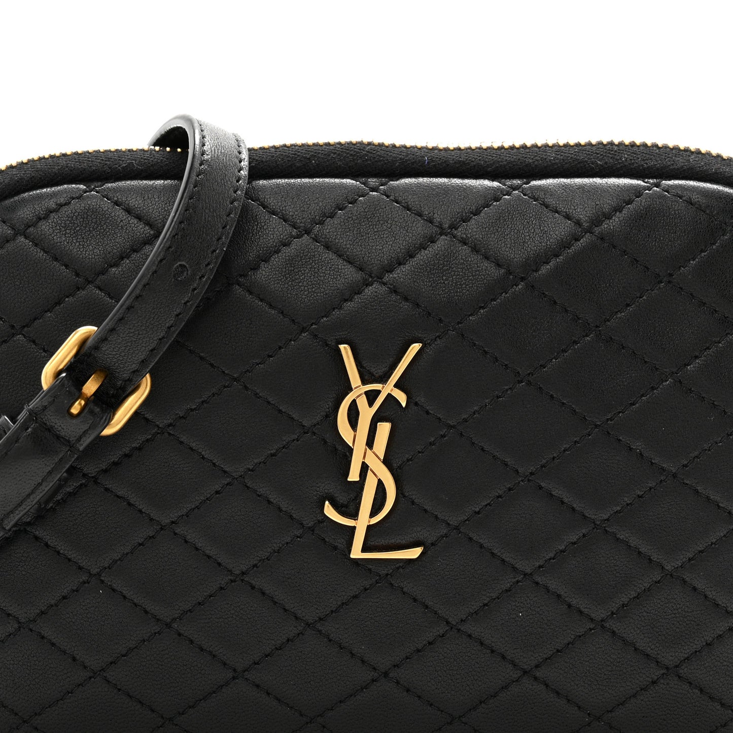 Lambskin Quilted Gaby Zipped Pouch Black