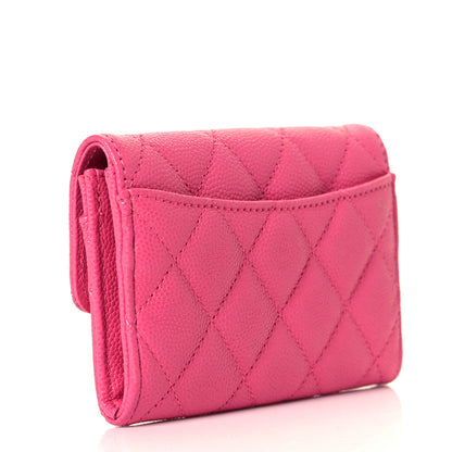 Chanel Caviar Quilted Flap Card Holder Wallet Pink 2 of 8