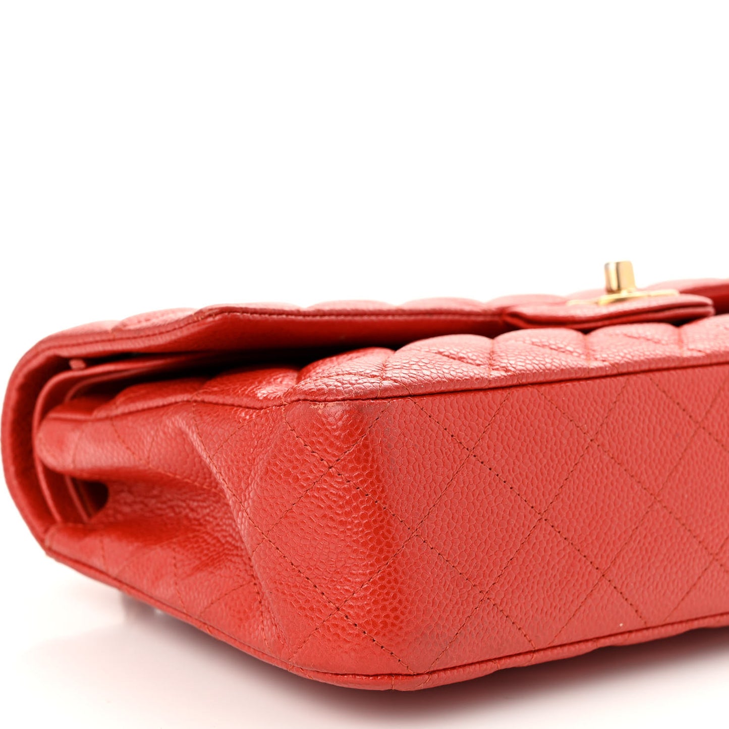 Caviar Quilted Medium Double Flap Red