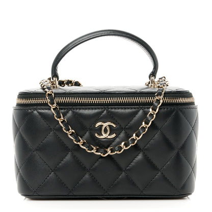 Chanel Lambskin Quilted Small Top Handle Vanity Case With Chain Black 1 of 12