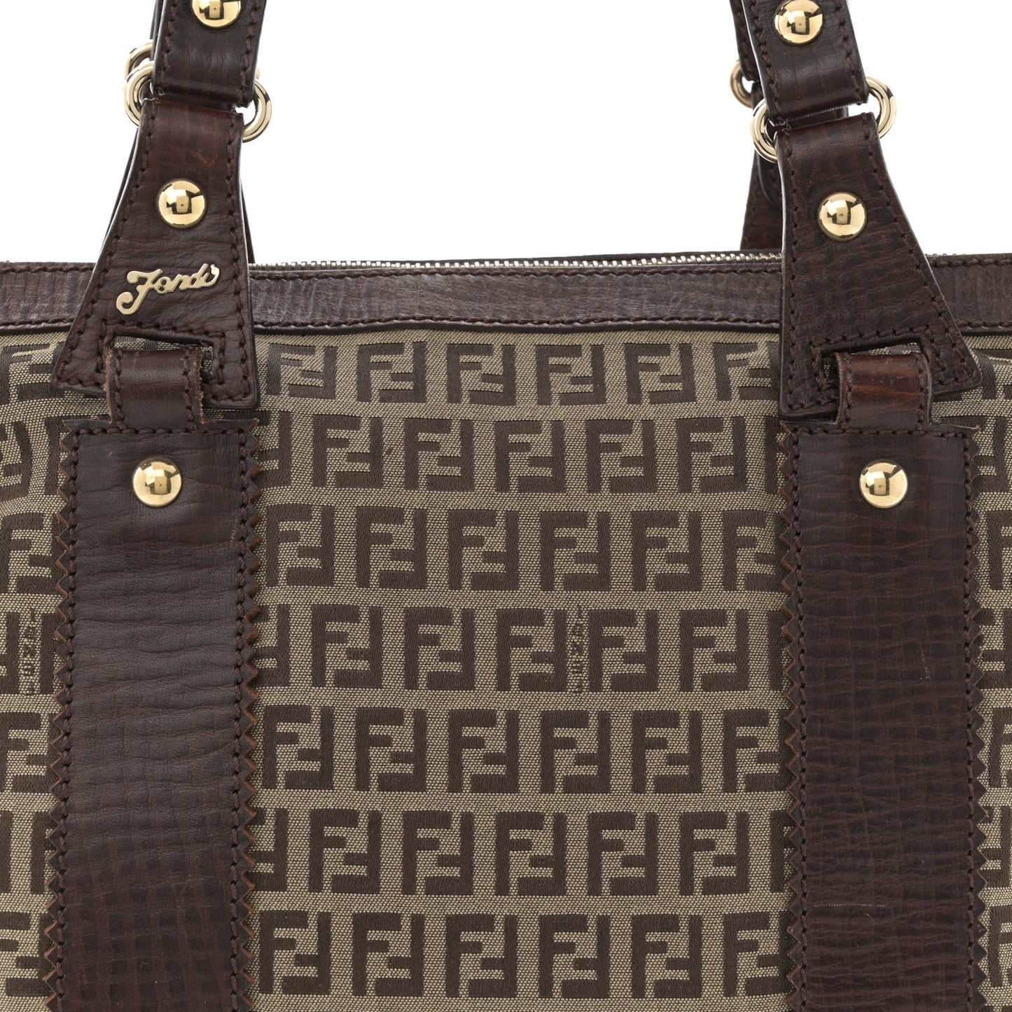 Zucchino Vitello Shopping Zip Tote Mogano Panna Bruciato