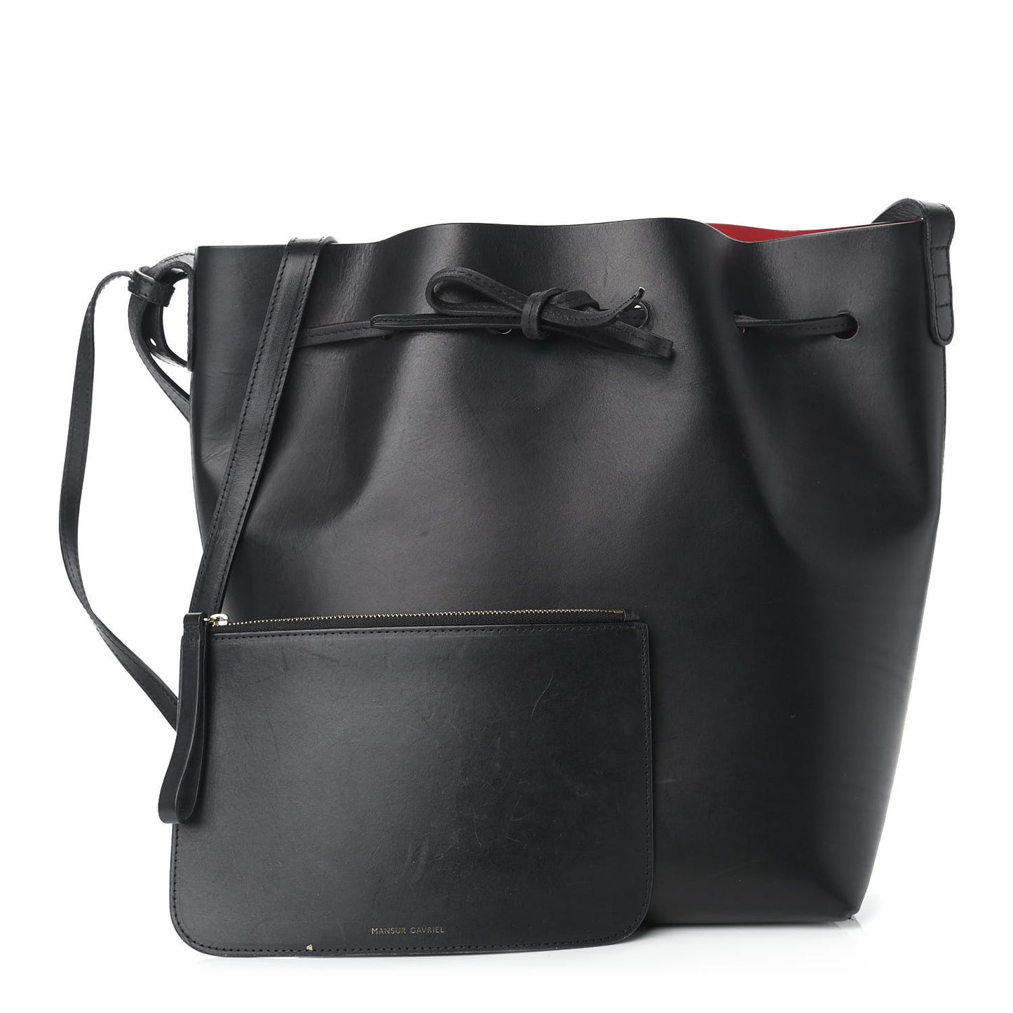 Vegetable Tanned Calfskin Bucket Bag Black Flamma