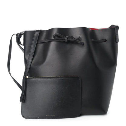 Mansur Gavriel Vegetable Tanned Calfskin Bucket Bag Black Flamma 1 of 15