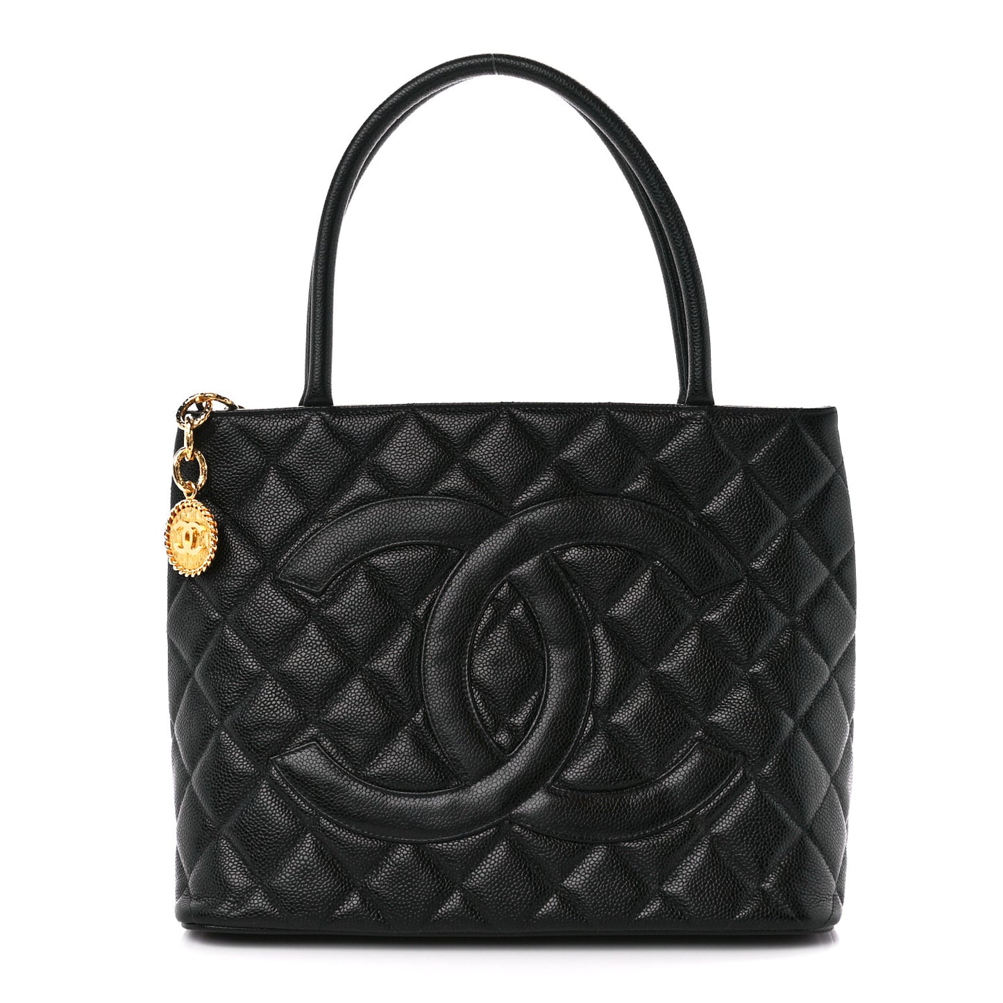 Caviar Quilted Medallion Tote Black