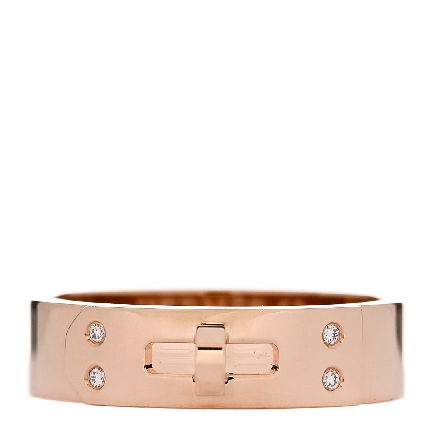 Hermes 18K Rose Gold Diamond PM Kelly Ring 52 6 1 of 5
