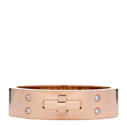 Hermes 18K Rose Gold Diamond PM Kelly Ring 52 6 1 of 5