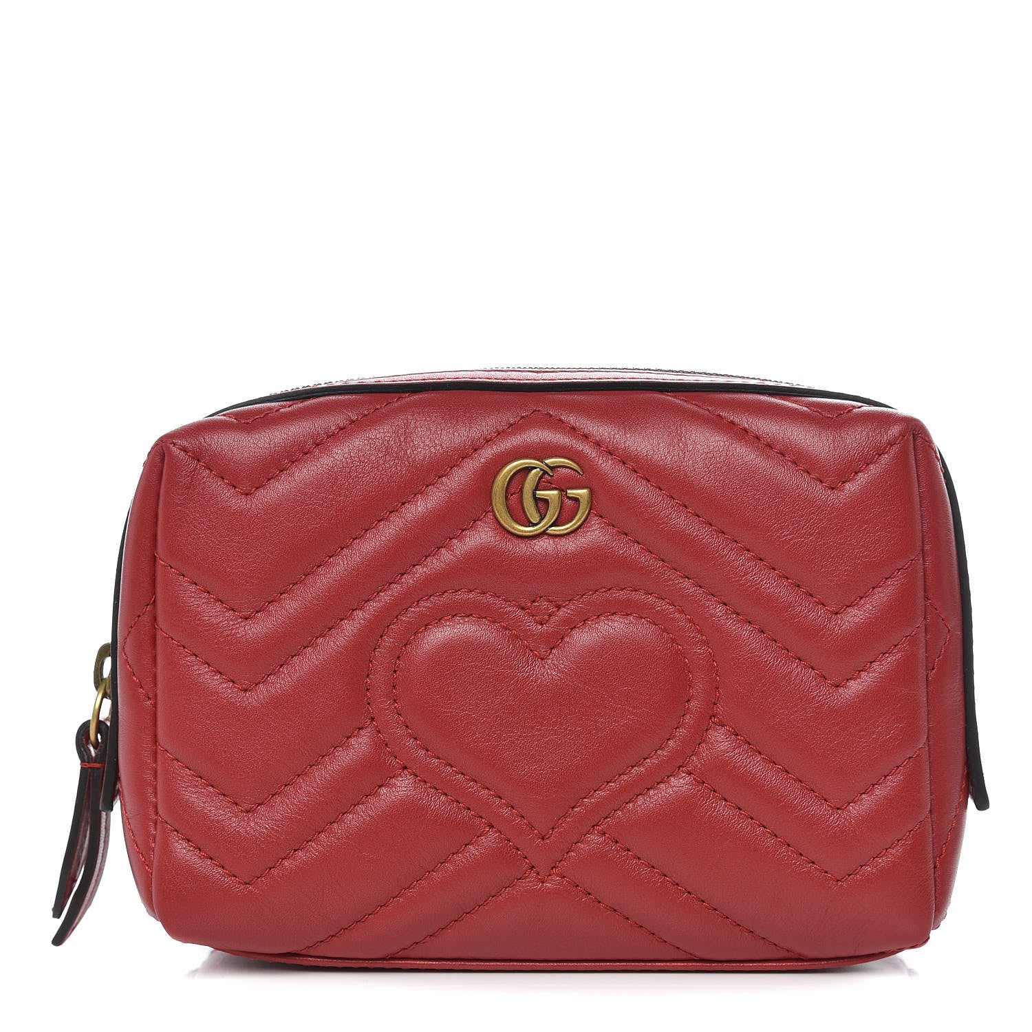 Gucci Calfskin Matelasse GG Marmont Cosmetic Case Hibiscus Red 1 of 9