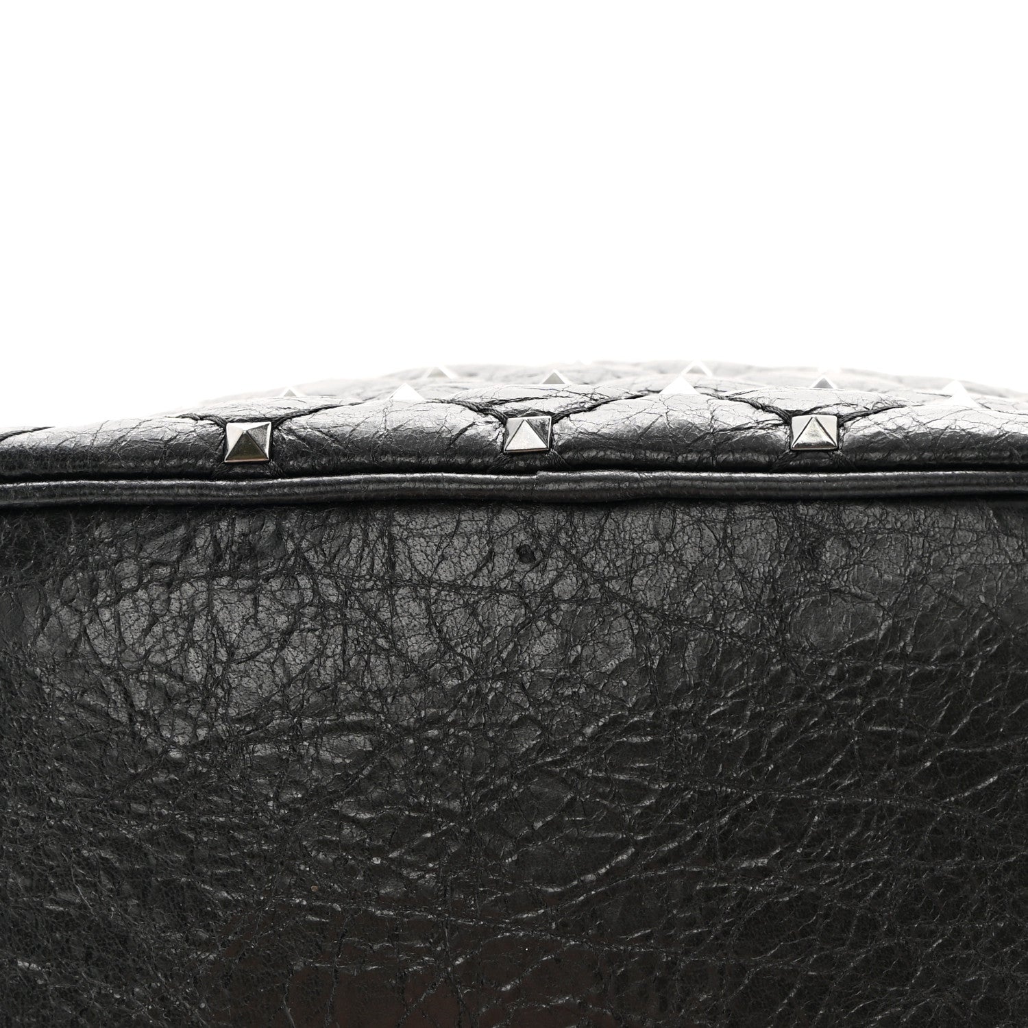 Valentino Garavani Craquele Nappa Rockstud Spike Double Zip Camera Crossbody Bag Black 11 of 13