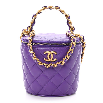 Chanel Lambskin Quilted Afternoon Tea Top Handle Vanity With Chain Purple 1 of 10