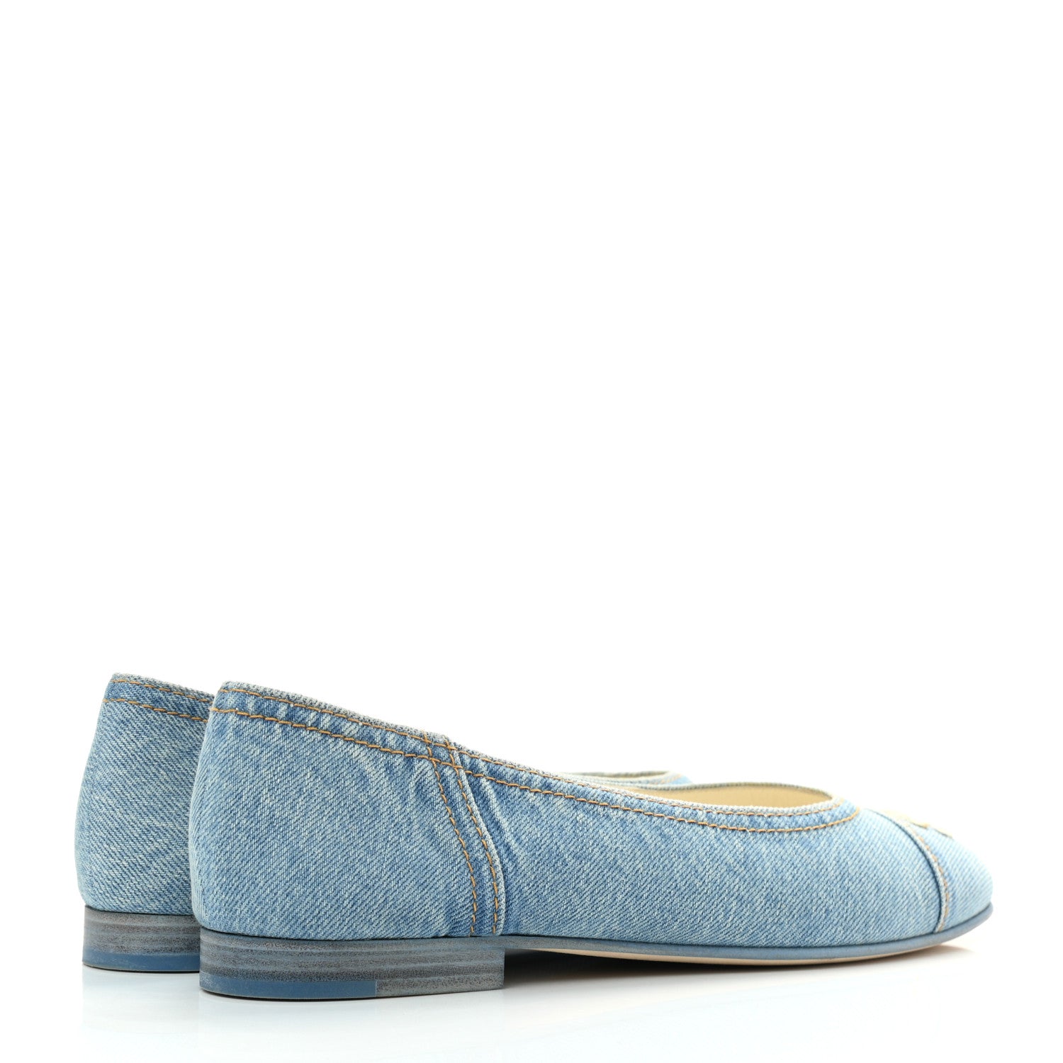 Chanel Denim CC Cap Toe Ballerina Flats 39.5 Light Blue 4 of 8