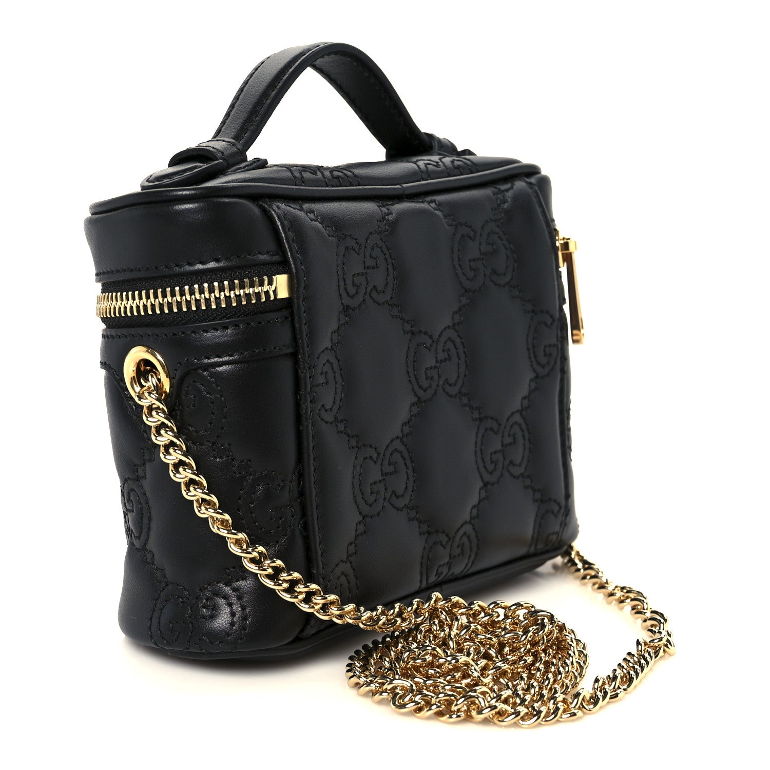 Gucci Calfskin GG Matelasse Mini Top Handle Bag Black 3 of 10